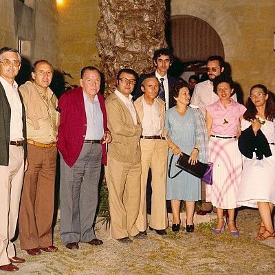 1981.Con Francisco Carrasco, Juan Bernier, Carlos Rivera, Manuel de César, Pedro Tébar, Lola Salinas y otros amigos. Casa del Inca, Montilla